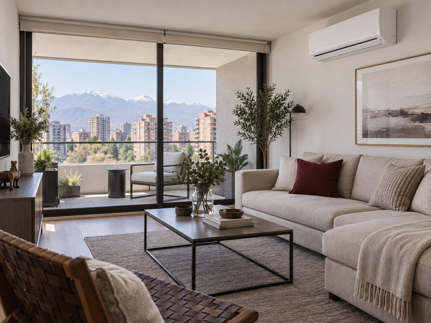 Sala de estar con aire acondicionado instalado
