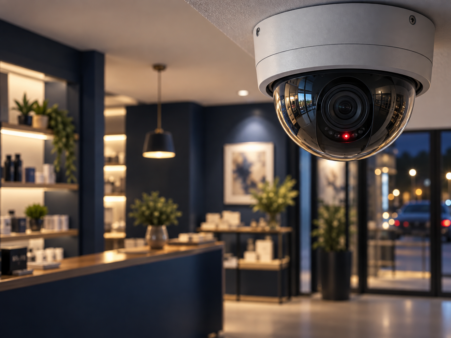 Cámara de videovigilancia en un local comercial